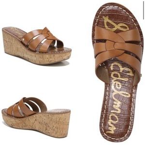 Sam Edelman Reynere Leather Slide Wedge Sandals